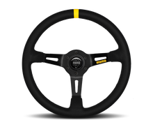 Carica l&#39;immagine nel visualizzatore di Gallery, Momo MOD08 Steering Wheel 350 mm -  Black Suede/Black Spokes/1 Stripe