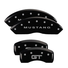 Charger l&#39;image dans la galerie, MGP 4 Caliper Covers Engraved Front Mustang Engraved Rear S197/GT Black finish silver ch