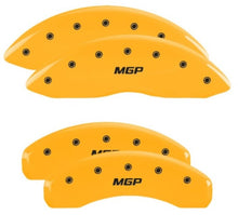 Charger l&#39;image dans la galerie, MGP 4 Caliper Covers Engraved Front &amp; Rear MGP Yellow Finish Black Char 2019 Nissan Armada