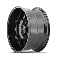 Cargar imagen en el visor de la galería, Mayhem 8110 Tripwire 20x9 / 8x170 BP / 0mm Offset / 130.8mm Hub Black w/ Prism Red Wheel