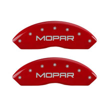 Laden Sie das Bild in den Galerie-Viewer, MGP 4 Caliper Covers Engraved Front &amp; Rear MOPAR Red finish silver ch