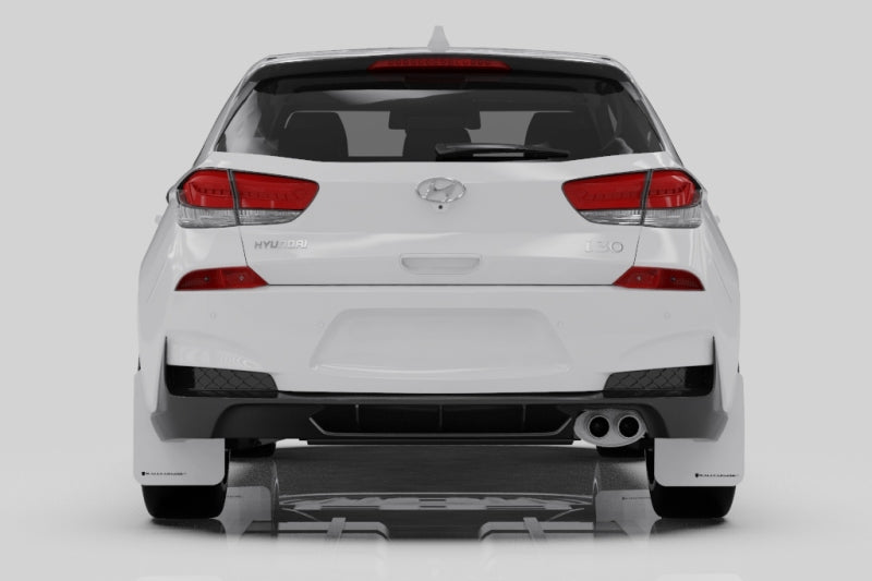 Rally Armor 2019+ Hyundai Elantra N Line UR White Mud Flap w/ Black Logo