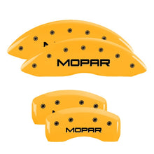 Cargar imagen en el visor de la galería, MGP 4 Caliper Covers Engraved Front &amp; Rear MOPAR Yellow finish black ch