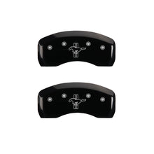 Charger l&#39;image dans la galerie, MGP 4 Caliper Covers Engraved Front Mustang Engraved Rear Bar &amp; Pony Black finish silver ch
