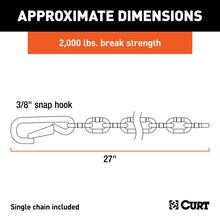 Load image into Gallery viewer, Curt 27in Safety Chain w/1 Snap Hook (2000lbs Clear Zinc)