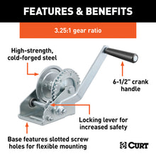 Carica l&#39;immagine nel visualizzatore di Gallery, Curt Hand Winch (900lbs 6-1/2in Handle)