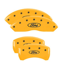 Laden Sie das Bild in den Galerie-Viewer, MGP 4 Caliper Covers Engraved Front &amp; Rear Oval logo/Ford Yellow finish black ch