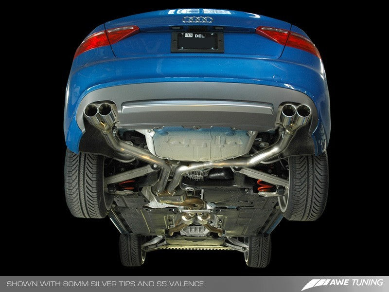 AWE Tuning Audi B8 A5 3.2L Track Edition Exhaust System - Quad 90mm Slash Cut Silver Tips