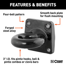 Carica l&#39;immagine nel visualizzatore di Gallery, Curt Pintle Mount Lunette Eye (60000lbs 3in I.D.)