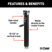 Load image into Gallery viewer, Curt Direct-Weld Square Jack w/Side Handle (5000lbs 15in Travel)