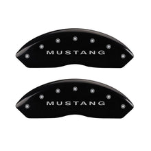 Charger l&#39;image dans la galerie, MGP 4 Caliper Covers Engraved Front Mustang Engraved Rear S197/GT Black finish silver ch