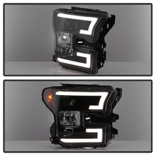 Cargar imagen en el visor de la galería, Spyder Ford F150 2015-2017 Projector Headlights - Light Bar DRL LED - Black PRO-YD-FF15015-LBDRL-BK