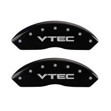 Charger l&#39;image dans la galerie, MGP 4 Caliper Covers Engraved Front &amp; Rear Vtech Black finish silver ch