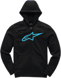 ALPINESTARS Ageless 2 Zip Hoodie - Black/Turquoise - Large 103853052-1076L