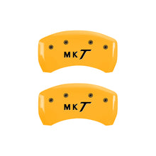 Cargar imagen en el visor de la galería, MGP 4 Caliper Covers Engraved Front Lincoln Engraved Rear MKT Yellow finish black ch