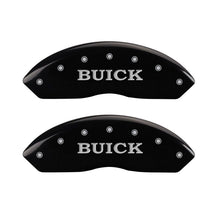 गैलरी व्यूवर में इमेज लोड करें, MGP 4 Caliper Covers Engraved Front Buick Engraved Rear Buick Shield Black finish silver ch