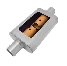 Carica l&#39;immagine nel visualizzatore di Gallery, Gibson MWA Superflow Center/Center Oval Muffler - 4x9x14in/2.5in Inlet/2.5in Outlet - Stainless