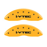 MGP 4 Caliper Covers Engraved Front & Rear I-Vtec Yellow Finish Black Char 2017 Acura RDX