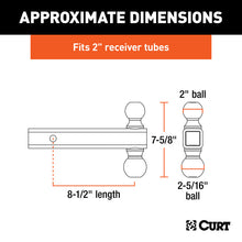 Carica l&#39;immagine nel visualizzatore di Gallery, Curt Multi-Ball Mount (2in Solid Shank 2in &amp; 2-5/16in Black Balls)