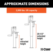 Load image into Gallery viewer, Curt Bracket-Mount Swivel Jack w/Side Handle (2000lbs 10in Travel)