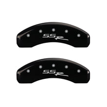 Laden Sie das Bild in den Galerie-Viewer, MGP 4 Caliper Covers Engraved Front &amp; Rear SSR Black finish silver ch