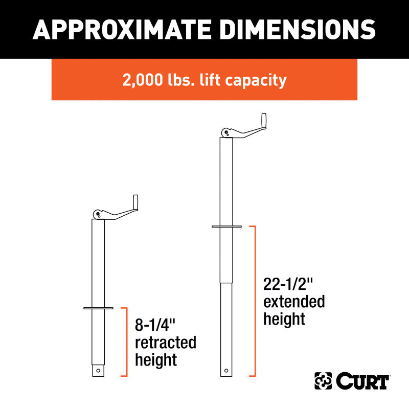 Curt A-Frame Jack w/Top Handle (2000lbs 14in Travel)