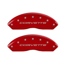 Charger l&#39;image dans la galerie, MGP 4 Caliper Covers Engraved Front C5/Corvette Engraved Rear C5/Z06 Red finish silver ch