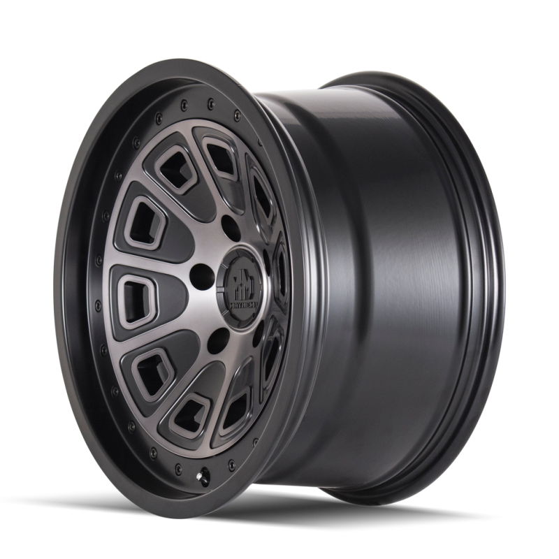 Mayhem 8301 Flat Iron 18x9 / 6x135 BP / 0mm Offset / 87.1mm Hub Matte Black w/ Dark Tint Wheel