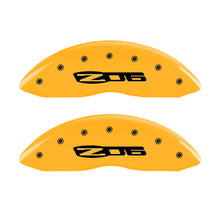 Charger l&#39;image dans la galerie, MGP 4 Caliper Covers Engraved Front C6/Corvette Engraved Rear C6/Z06 Yellow finish black ch