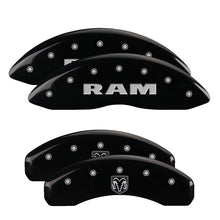 Charger l&#39;image dans la galerie, MGP 4 Caliper Covers Engraved Front Ram Rear Ramhead Yellow Finish Black Char 2010 Dodge Ram 2500