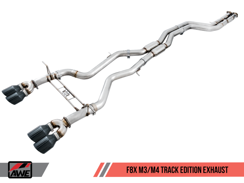 AWE Tuning BMW F8X M3/M4 Non-Resonated Track Edition Exhaust - Diamond Black Tips (102mm)