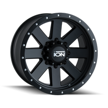 Carica l'immagine nel visualizzatore di Gallery, ION Type 134 17x8.5 / 6x139.7 BP / -6mm Offset / 106mm Hub Matte Black/Black Beadlock Wheel