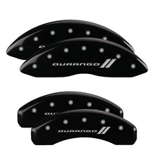 Charger l&#39;image dans la galerie, MGP 4 Caliper Covers Engraved Front &amp; Rear With stripes/Durango Black finish silver ch