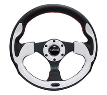 गैलरी व्यूवर में इमेज लोड करें, NRG Reinforced Steering Wheel (320mm) Blk w/White Trim &amp; 4mm 3-Spoke