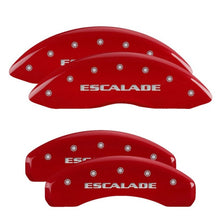 Laden Sie das Bild in den Galerie-Viewer, MGP 4 Caliper Covers Engraved Front &amp; Rear 2021 Escalade Red finish silver ch