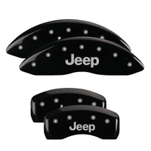 Carica l&#39;immagine nel visualizzatore di Gallery, MGP 4 Caliper Covers Engraved Front &amp; Rear JEEP Black finish silver ch