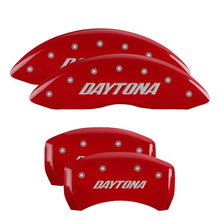 Charger l&#39;image dans la galerie, MGP 4 Caliper Covers Engraved Front &amp; Rear Daytona Red finish silver ch