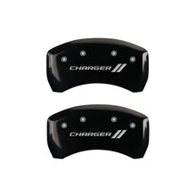 Charger l&#39;image dans la galerie, MGP 4 Caliper Covers Engraved Front &amp; Rear With stripes/Charger Black finish silver ch