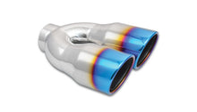 Cargar imagen en el visor de la galería, Vibrant 2.5in ID Dual 3.5in OD Round SS Tips (Single Wall, Angle Cut) with Burnt Blue Finish
