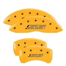 गैलरी व्यूवर में इमेज लोड करें, MGP 4 Caliper Covers Engraved Front &amp; Rear Gen 5/SS Yellow finish black ch
