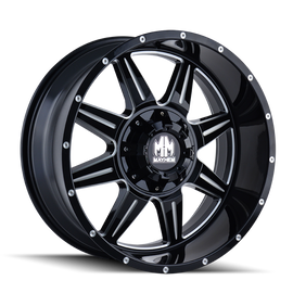 Mayhem 8100 Monstir 20x9 / 5x127 BP / 18mm Offset / 87mm Hub Black w/ Milled Spokes Wheel