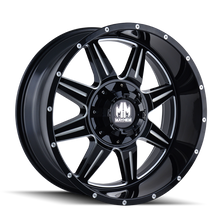 Cargar imagen en el visor de la galería, Mayhem 8100 Monstir 17x9 / 8x165.1 BP / 18mm Offset / 130.8mm Hub Black w/ Milled Spokes Wheel