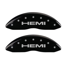 Charger l&#39;image dans la galerie, MGP 4 Caliper Covers Engraved Front &amp; Rear Hemi Black finish silver ch