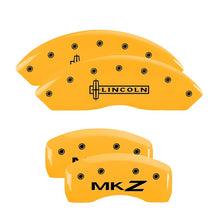 Cargar imagen en el visor de la galería, MGP 4 Caliper Covers Engraved Front Lincoln Rear MKZ Yellow Finish Black Char 2011 Lincoln MKZ
