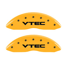 Charger l&#39;image dans la galerie, MGP 4 Caliper Covers Engraved Front &amp; Rear Vtech Yellow Finish Black Char 2008 Acura TL
