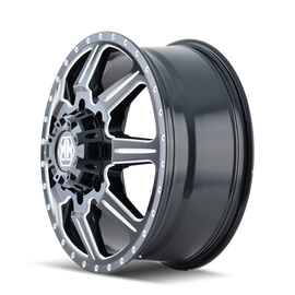 Mayhem 8101 Monstir 22x8.25 / 8x210 BP / 127mm Offset / 154.2mm Hub Front Black/Milled Spokes Wheel