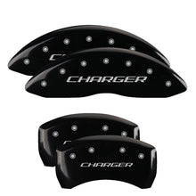Carica l&#39;immagine nel visualizzatore di Gallery, MGP 4 Caliper Covers Engraved Front &amp; Rear Block/Charger Black finish silver ch