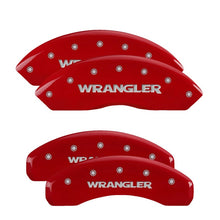 Charger l&#39;image dans la galerie, MGP 4 Caliper Covers Engraved Front &amp; Rear Wrangler Red Finish Silver Char 2019 Jeep Wrangler