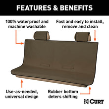 Carica l&#39;immagine nel visualizzatore di Gallery, Curt Seat Defender 58in x 63in Removable Waterproof Brown XL Bench Truck Seat Cover