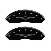 Laden Sie das Bild in den Galerie-Viewer, MGP 4 Caliper Covers Engraved Front &amp; Rear Style 1/Chrysler Wing Black finish silver ch